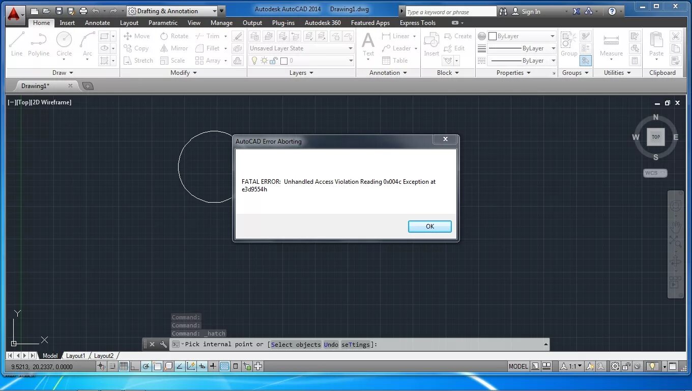 Fatal error unhandled access violation reading. Ошибка Автокад. Фатальная ошибка в автокаде. Автокад 2014. Фатал еррор Автокад.