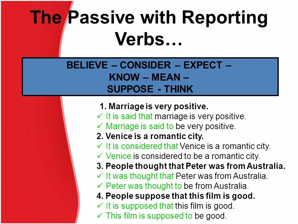 The Passive with reporting verbs. Passive reporting verbs. Passive Voice with reporting verbs. Passive Report structures. Passive voice reporting