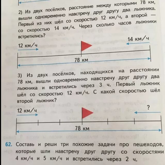 Расстояние между поселками. Похожие задачи. Два лыжника вышли одновременно навстречу друг. 3 Похожие задачи про пешеходов. Из двух поселков, находящихся на расстоянии.