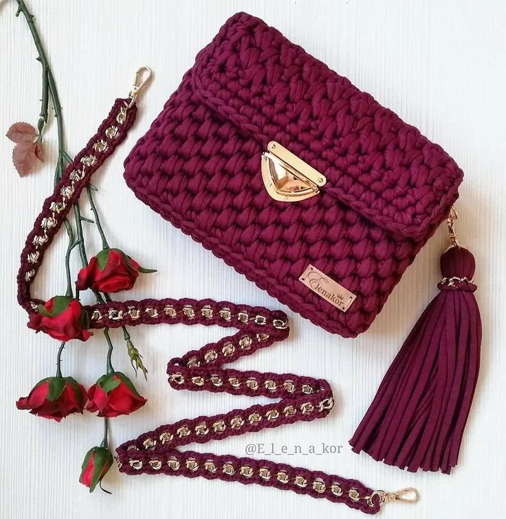 Сумка Chanel Red Crochet. Вязаный клатч. Вязаная сумка клатч. Шнуров сумочка