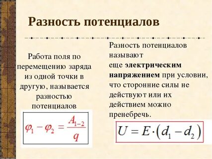 Определить модуль разности потенциалов