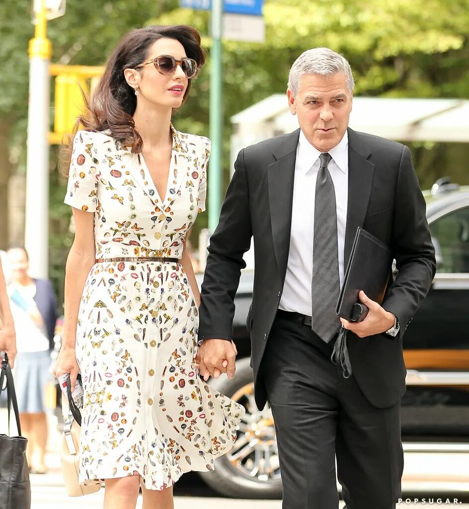 Amal Clooney - In red dress with her mother Baria Alamuddin at The Whitby Hotel 