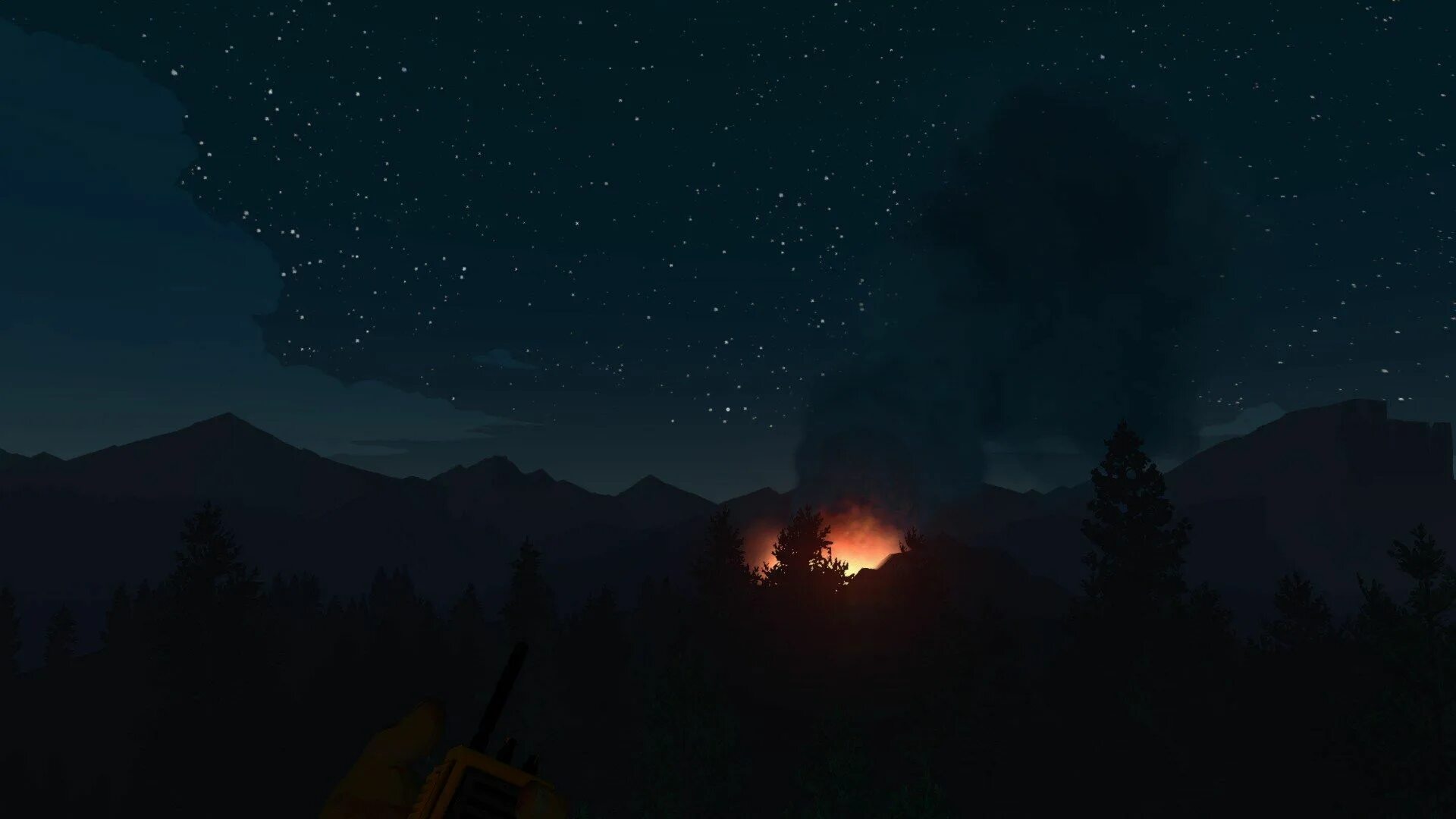 Flat dark. Firewatch Dark горы. Firewatch фон. Фаер вотч. Горы ночью.