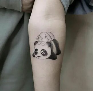 #Hase und #Panda kombinieren - Frauentattoo auf dem Unterarm Panda Tattoos,...
