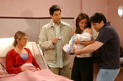 The News. rachel birth sequence with ross monica and joey. 