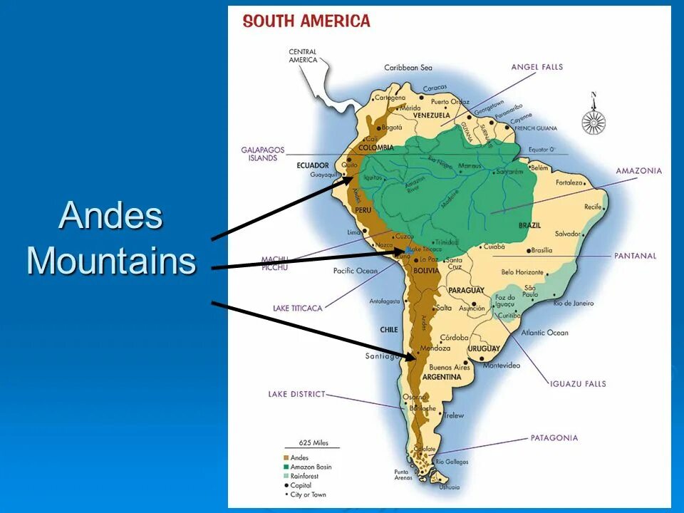 В какой части материка находятся анды. Горы Анды на карте Южной Америки. Горы Анды на физической карте Южной Америки. Северо западные Анды на карте Южной Америки. Гора Аконкагуа на карте Южной Америки.