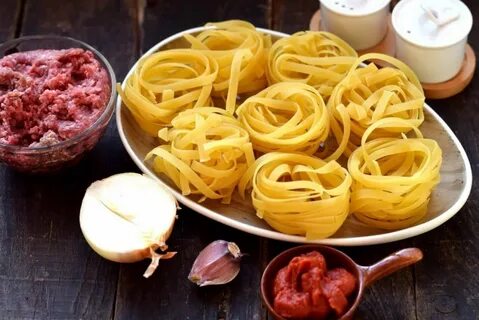 Макароны гнезда с филе