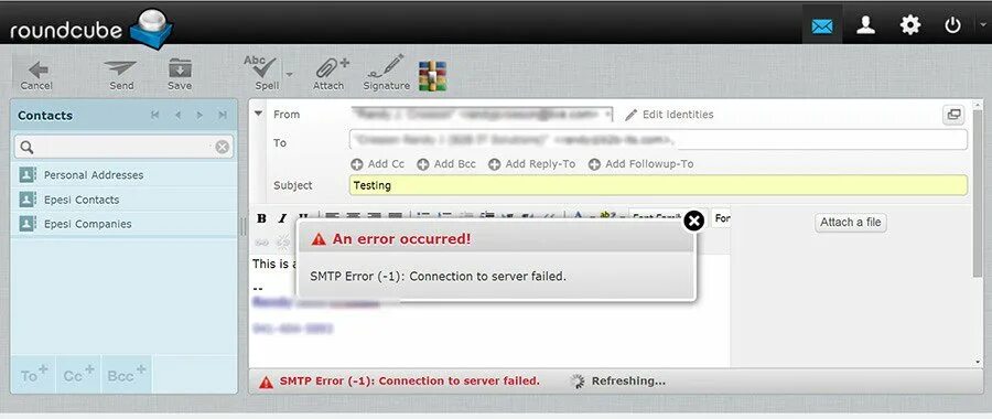 Email send failed