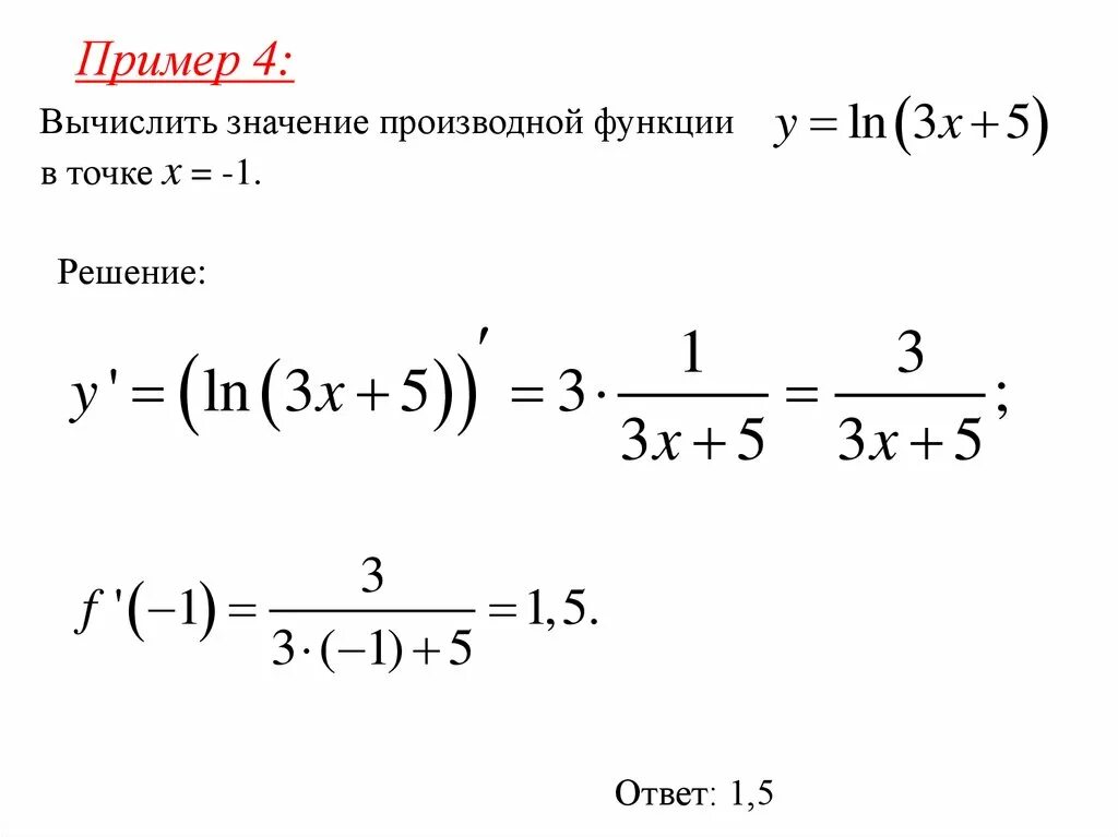 Производная сложной функции в точке. Вычислить производную функции x0. Производная натурального логарифма формула сложной функции. Производные сложных функций Ln.