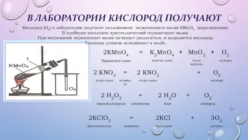 Формулы реакции кислорода