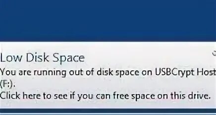 Low disk space. Low disk space
