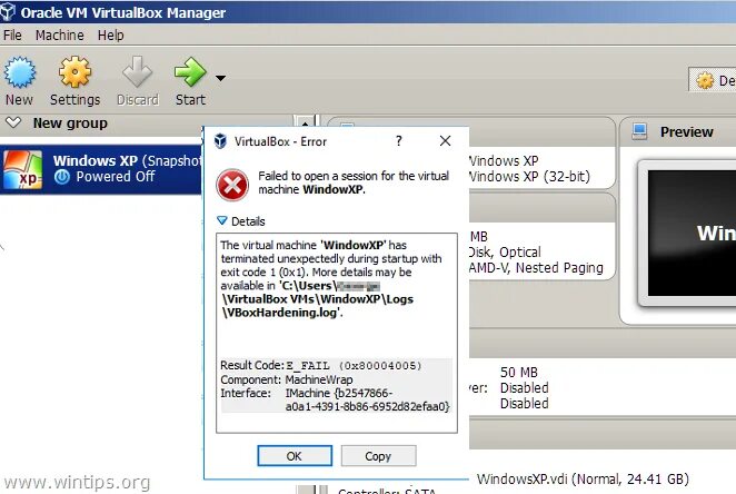 Ошибка VIRTUALBOX. VIRTUALBOX ошибка 0x80004005. VIRTUALBOX Windows Интерфейс. VIRTUALBOX виртуальная машина ошибка. Virtualbox код ошибки e fail