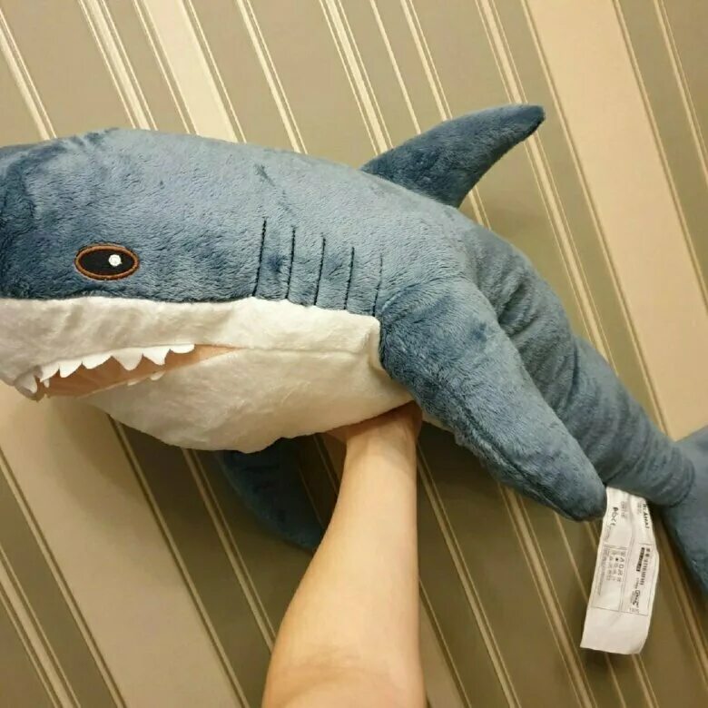 Ikea shark. акула плюшевая 100см серая.