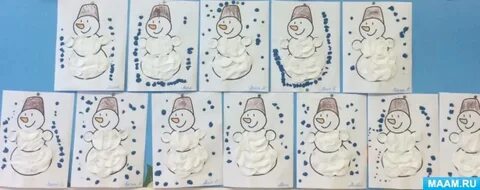 Рисование в средней группе снеговик
