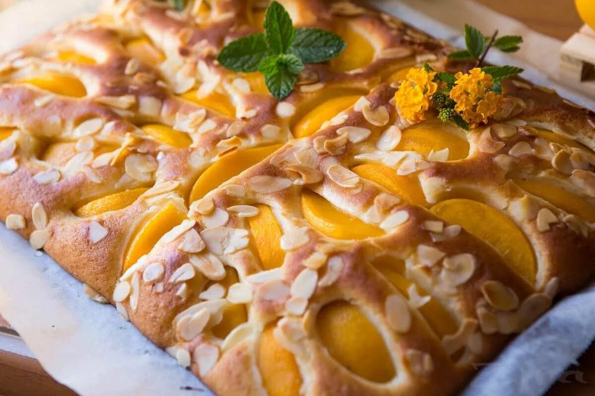 Дрожжевой пирог с персиками. Пирог с персиками из дрожжевого теста. Дрожжевой пирог абрикосовый. Пирог с консервированными абрикосами.