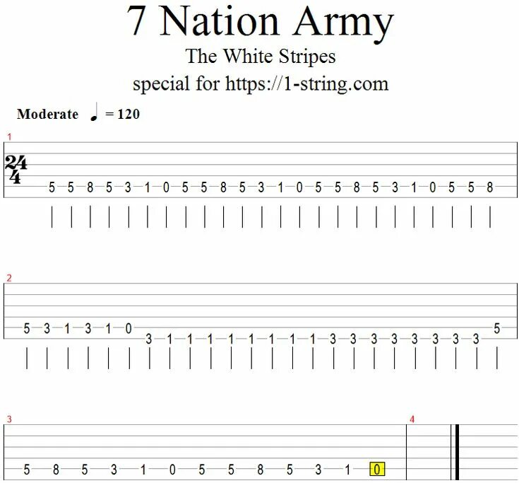 Гитара 7 ноты. Seven Nation Army на гитаре на одной струне. 7 Nation Army табы гитара. Seven Nation Army на гитаре для начинающих. Seven Nation Army табы для гитары.