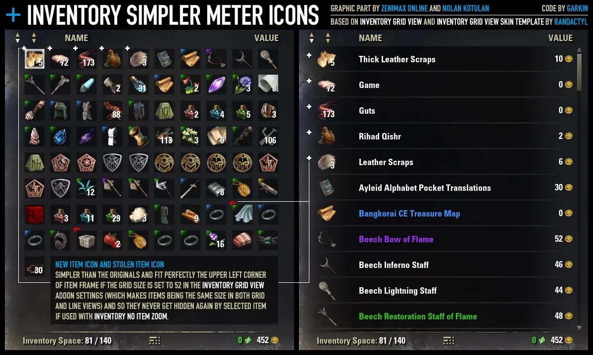 Game Inventory. Грид инвентарь. Game Inventory items.