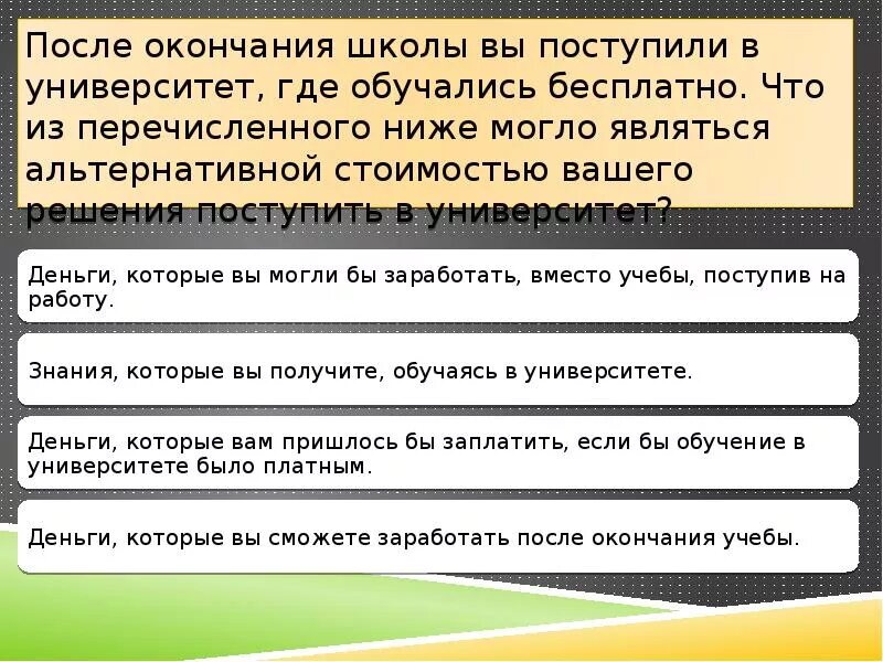 Почему не будет перечислять. После окончания школы. Поступление после школы зачисление. Что явилось ее альтернативной стоимостью. Куда нужно поступать после окончания школы.