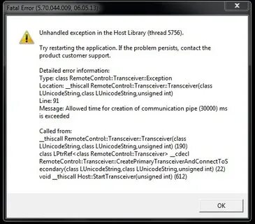 Fatal error unhandled exception