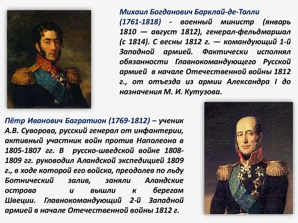 Укажите главнокомандующего русской армией изображенного на картине. Командование русской армией в начале Отечественной войны 1812 года. Главнокомандующего русской армией в войне 1812 года.. Командующие русскими армиями в начале войны 1812.