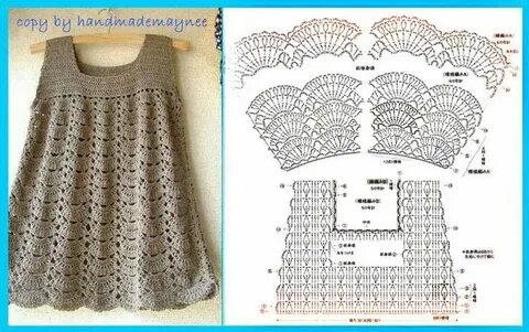 Комбинированные платья вязание и ткань для девочек крючком схемы - Фотобанк 1
