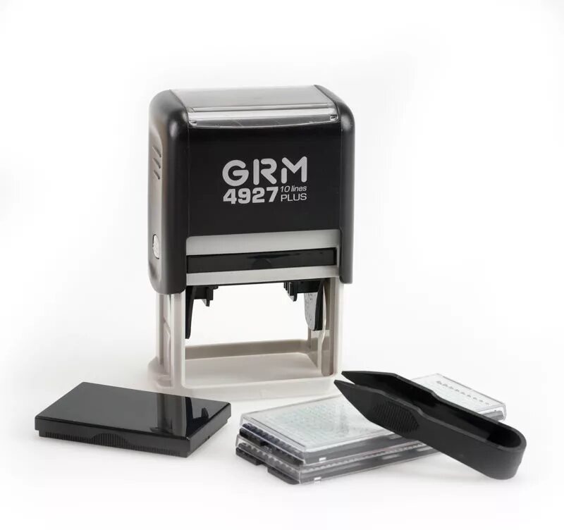 Штамп 2 строки. Самонаборный штамп grm 4927 plus (60х40). самонаборный штамп grm 4912 plus (47х21) 2 кассы. оснастка автоматическая для штампа grm 4927. grm 4927 сменная штемпельная подушка.