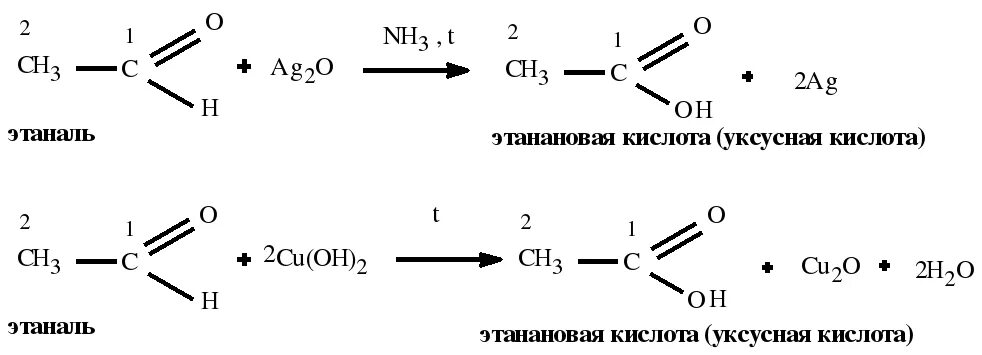 Этаналь этановая кислота реакция