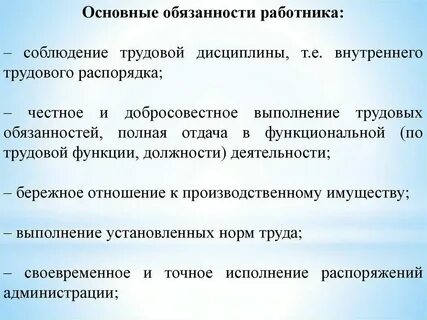 Обязанности работника указаны в трудовом договоре