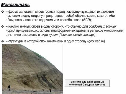 Сползшие вниз по склону слои горных пород