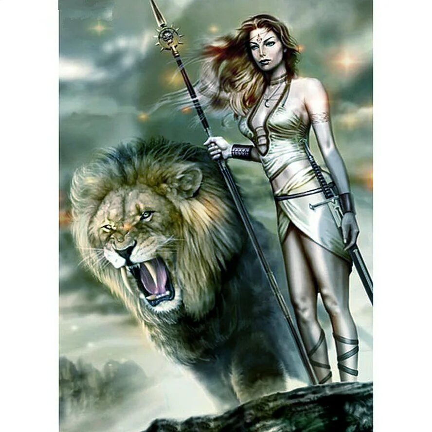 Девушка и Лев. Воительница со львом. Женщина львица. Лев и Стрелец.