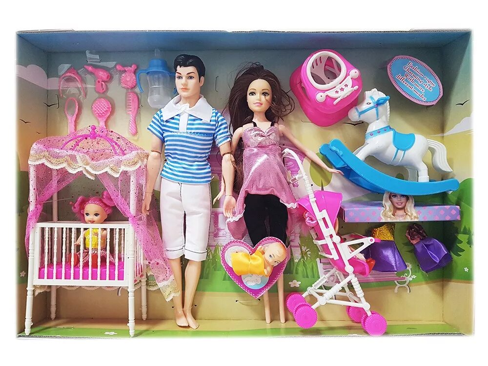 Большой набор кукол. Набор кукол Кен и Барби семья. Семья Барби Кен и дочка. Наборы Барби с детьми.