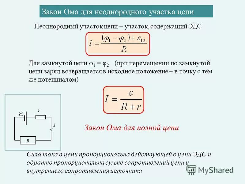 Эдс для участка цепи. Закон Ома для участка цепи сопротивление ЭДС. 5. Закон Ома для участка электрической цепи.. ЭДС В цепи постоянного тока. ЭДС участка цепи формула.