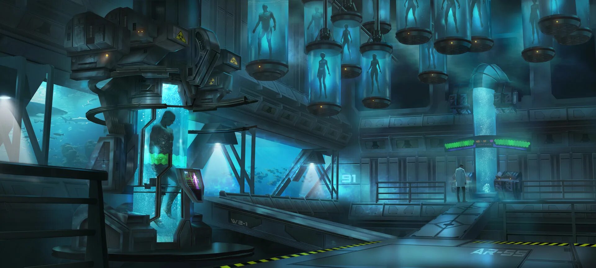 коридор космического корабля. депония элизиум. футуристичная лаборатория. космическая лаборатория. Sci fi криокамера.