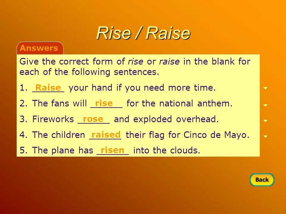 Raise form. Raise form