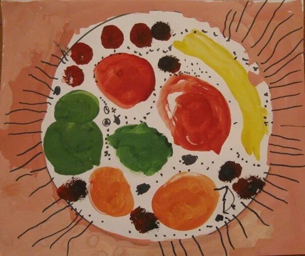Нетрадиционное рисование фрукты. Рисование фрукты на тарелочке. Рисование фрукты в средней группе. Рисование фрукты старшая группа.