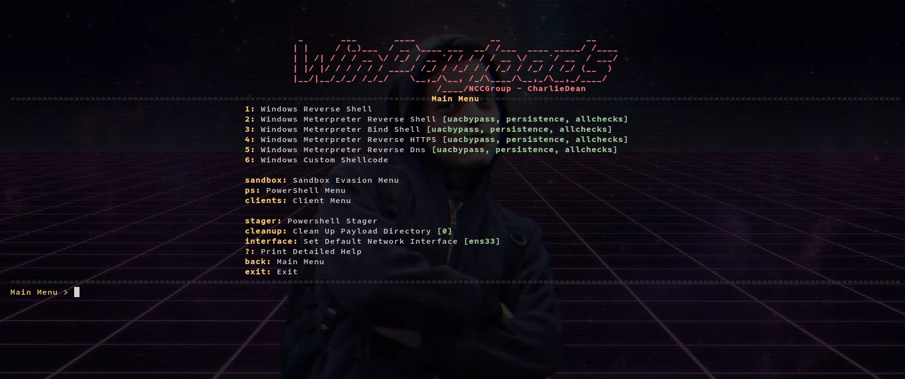 Client menu. Main menu windows.