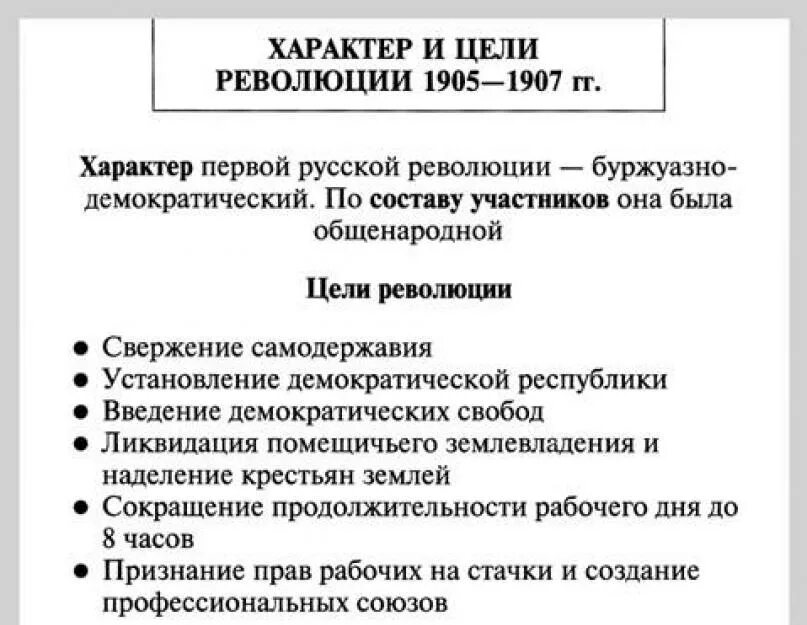 Цели первой революции