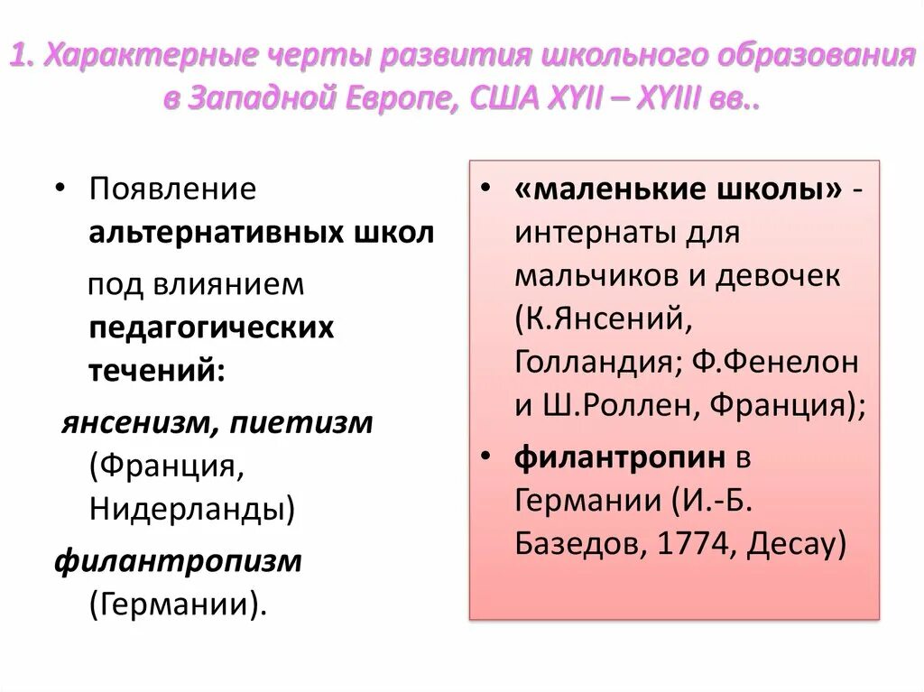 Характерные особенности школы. Характерные черты школьного образования. Черты образования в Западной Европе. Характерные черты эпохи Просвещения. Общие черты школы и педагогики Запада.