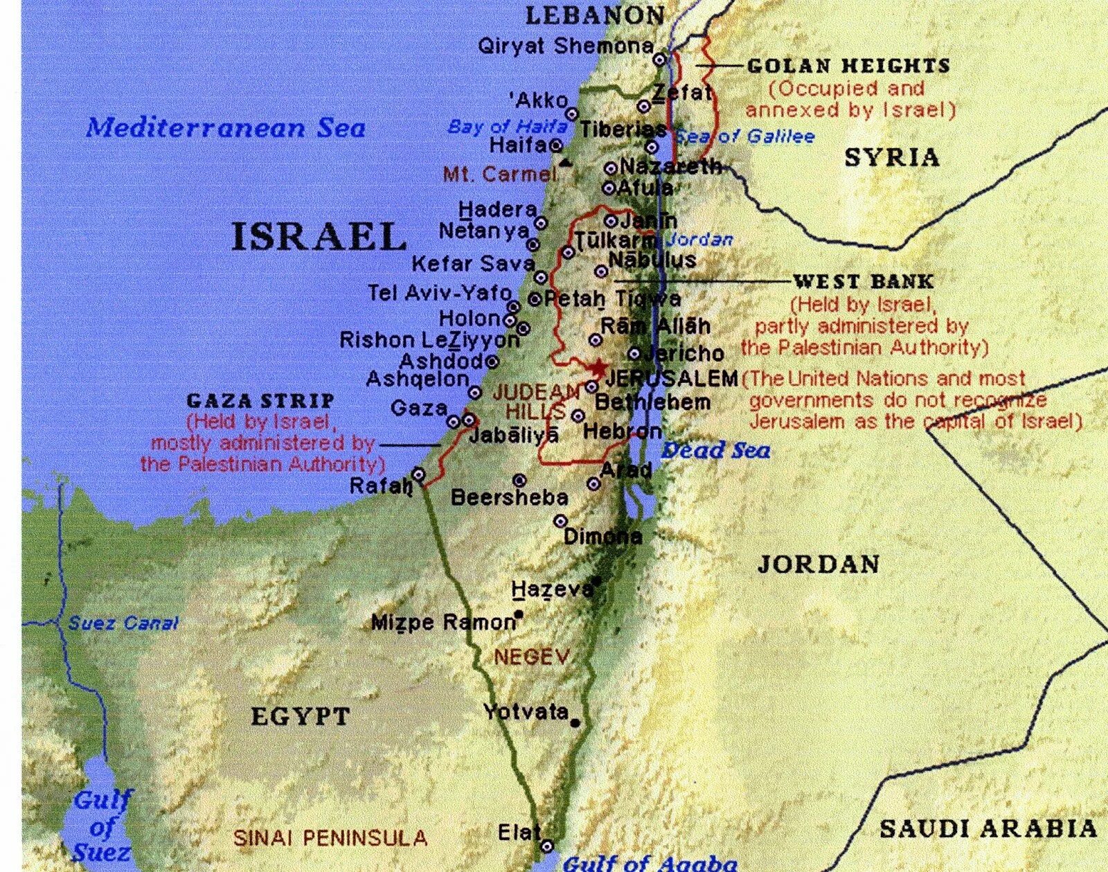 Где на карте город иерусалим. Расположение Израиля на географической карте.