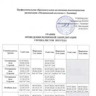 Расписание аккредитационных комиссий