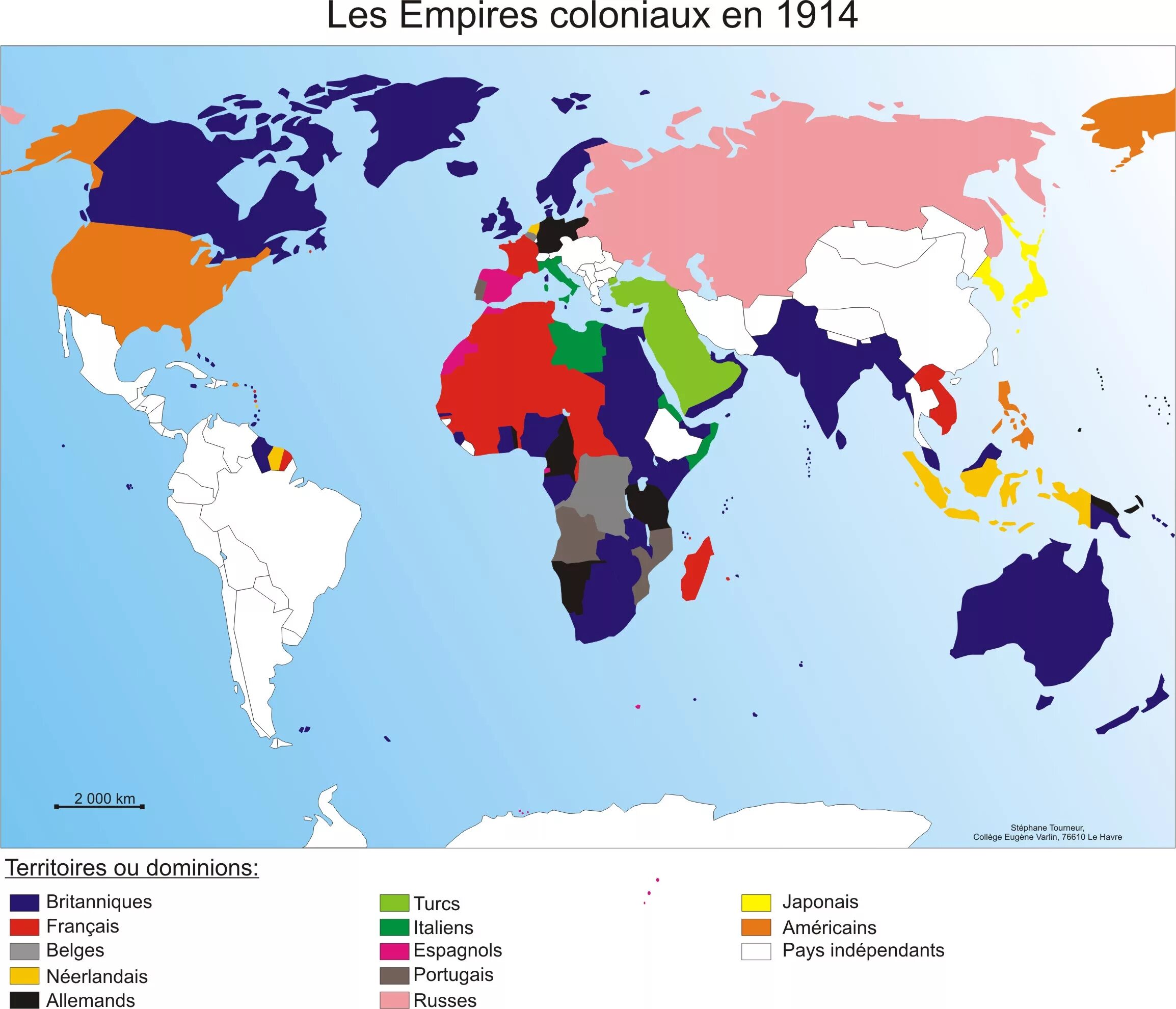 Карта колониальных владений 1914. Крупные колониальные страны