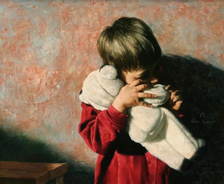 Плачущие мальчик и девочка. Arsen kurbanov художник. мальчики в картинах художников. грустный ребенок. обида живопись.