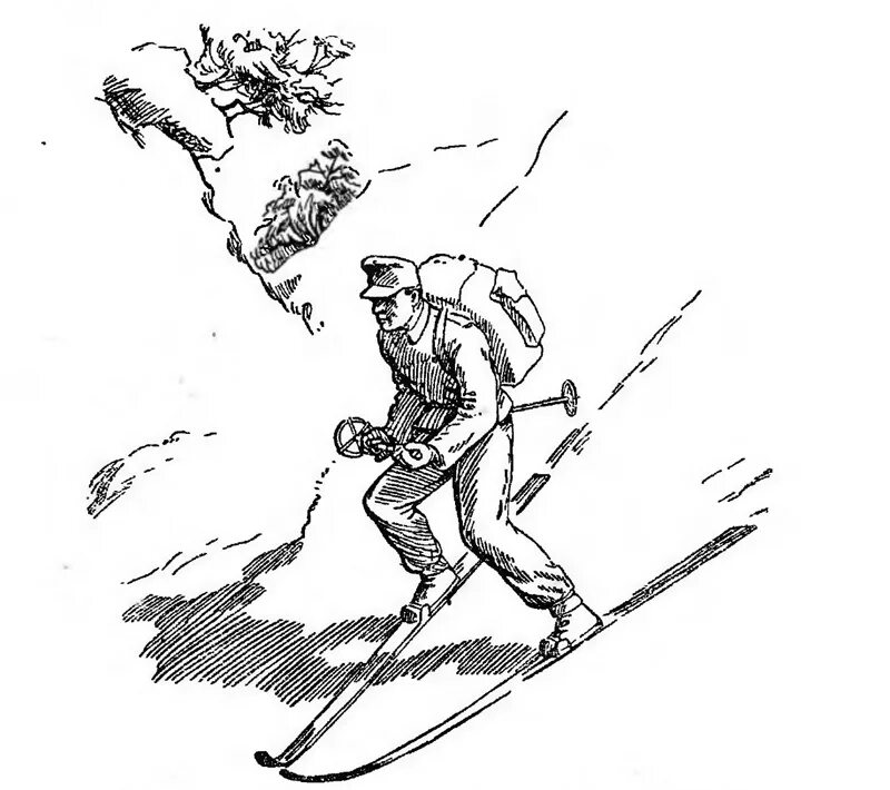 Туристу лыжнику было лень. Лыжник на лыжах. Спуск плугом на лыжах. Горные лыжи рисунок. Лыжник на спуске с горы рисунок.