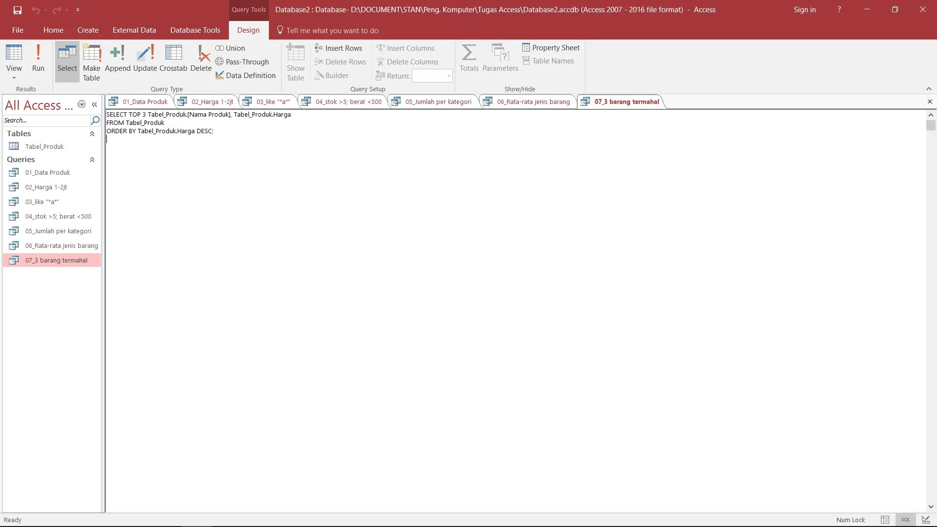 Query select from table