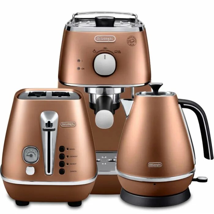 Тостер Delonghi distinta бронзовый. Делонги кофеварка чайник тостер. Кофемашина Делонги Винтаж. Делонги чайник и кофеварка.