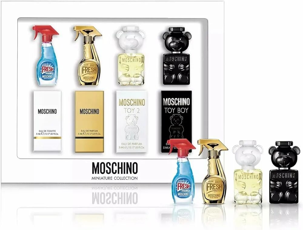 Moschino Mini parfume Set. Духи Москино 5 мл миниатюра. Набор миниатюр духов Moschino. Moschino Toy 2 миниатюра 5 мл. Набор духов москино