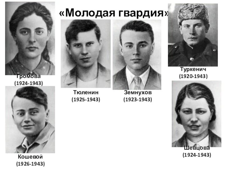 Молодая гвардия (1942-1943). Молодая гвардия участники. Громова Земнухов Кошевой Тюленин Шевцова. Герои Краснодона молодая гвардия. Судьба молодой гвардии