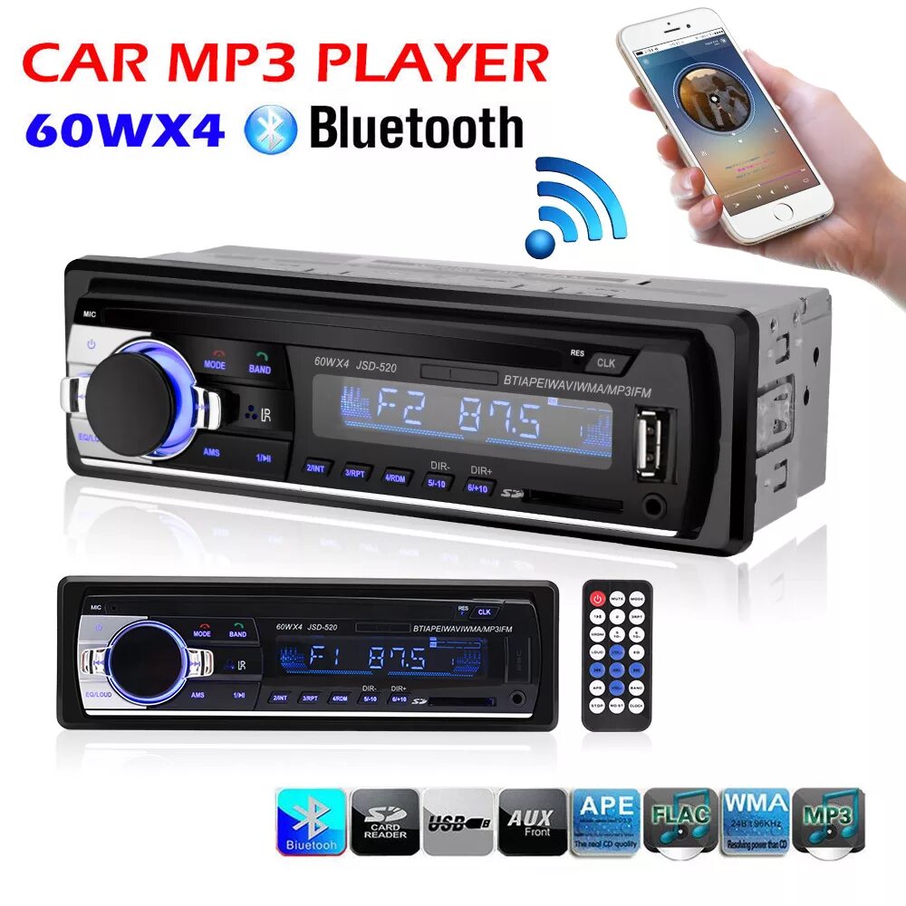 Автомагнитола DV-Pioneer 2103. Магнитола 60wx4 JSD-520. Магнитола 1din с блютузом aux USB, новая. Магнитола 1din mp3 JSD-520-990.