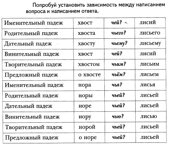 Определить падеж хвоста