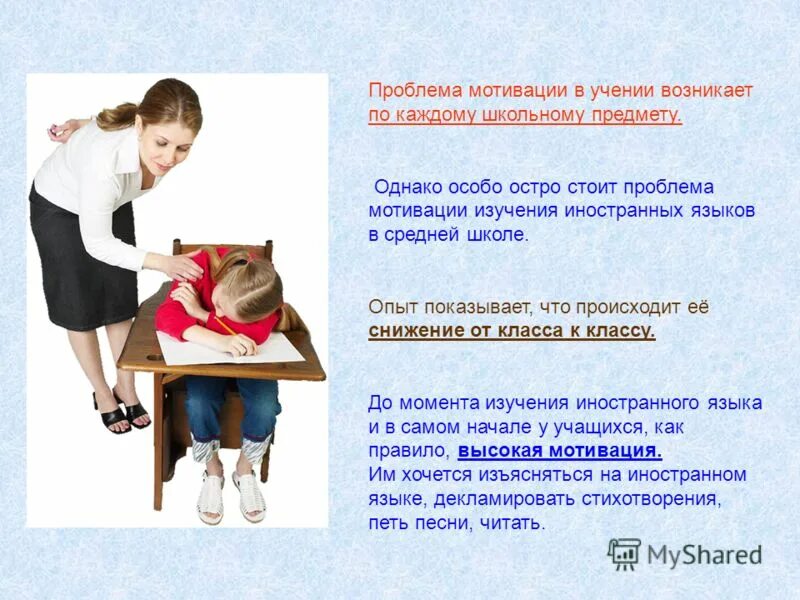 Вопрос мотивации развития. Развитие внутренней мотивации учения. Отрицательная мотивация. Актуальность проблемы мотивации. Формирование мотивов учения.